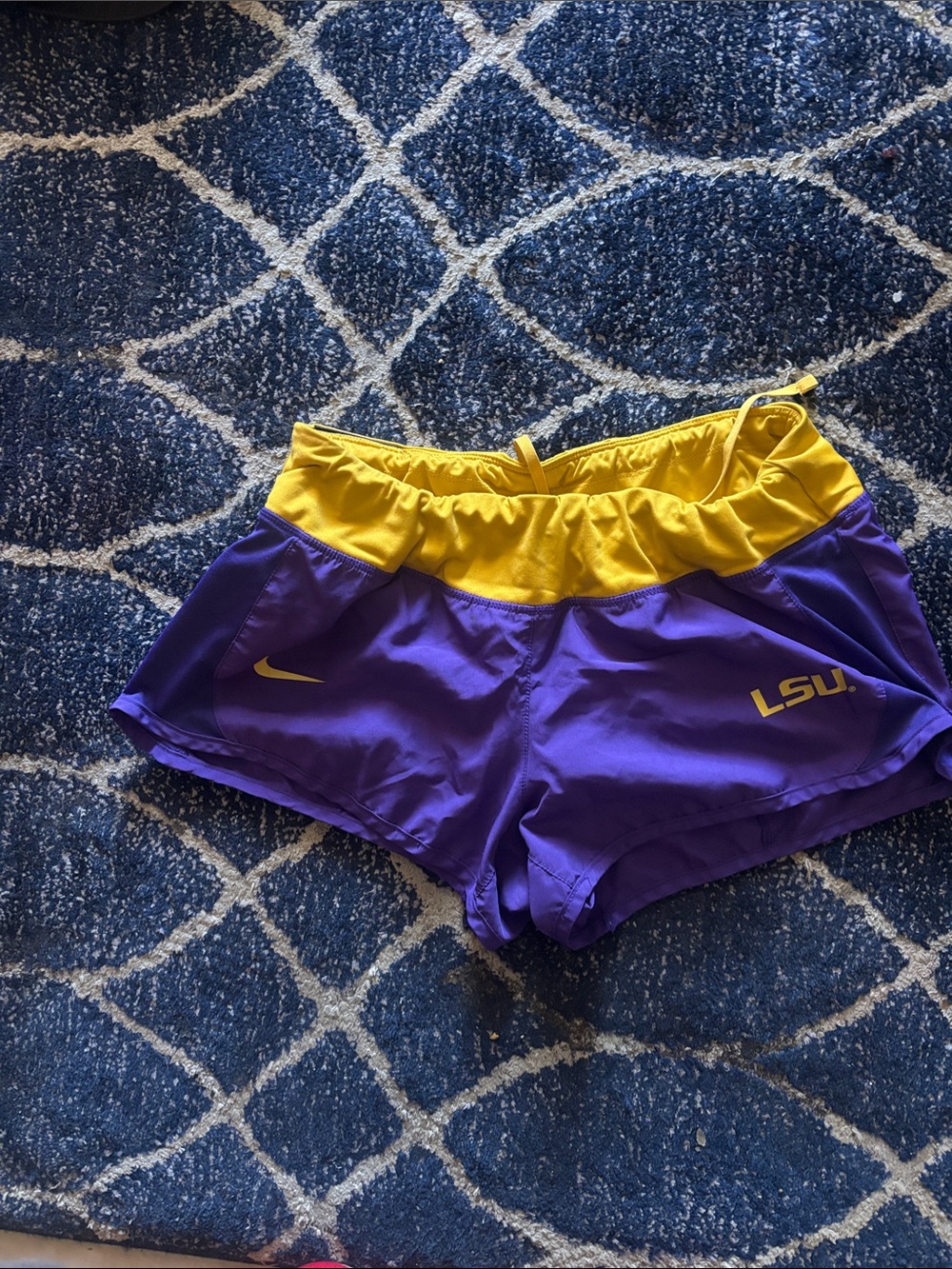 Nike Purple and Gold LSU Performance Running Shorts